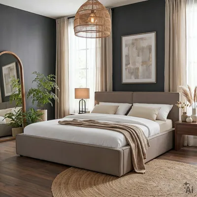 Produktbild von Polsterbett CALM 180x200 cm, inkl. Lattenrost, Leinen-Optik - Beige