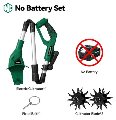 Produktbild von Elektrische Gartenfräse Kultivator - 21V Bodenhacker - 150 mm Messer - 15 cm Arbeitstiefe - 20 cm Arbeitsbreite - klappbar - ohne Akku