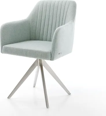 Produktbild von DELIFE Drehstuhl Greg-Flex Stripes Mint Kreuzgestell kantig Edelstahl 180° drehbar