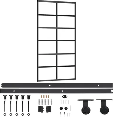 Image de vidaXL Porte coulissante avec ferrure verre ESG & aluminium 102x205 cm
