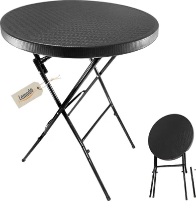 Produktbild von Stehtisch klappbar 80 cm schwarz in Rattan-Optik, Höhe 110 cm