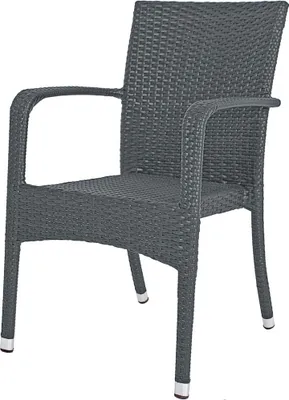 Produktbild von Garden Pleasure Gartenstuhl, 2er Set, Stapelstuhl LONDON, Aluminium Kunststoffgeflecht HDPE, Grau, 110 kg, Alu-Kappen, 55 x 87 x 56 cm
