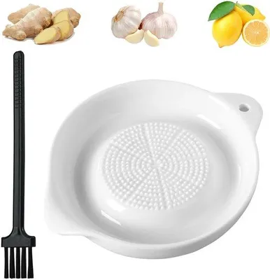 Obrázok produktu pre Keramické strúhadlo na zázvor a zeleninu, okrúhla porcelánová strúhacia doska, strúhadlo na ovocie, zázvor a cesnak s kefkou