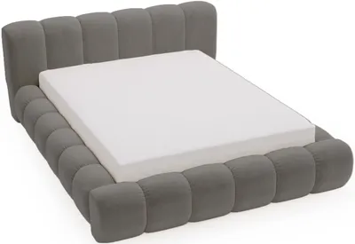 Obrázek produktu pro Čalouněná postel 180x200 Cloud – manželská postel s tlustou pěnovou výplní, úložným prostorem, roštem – elegantní design, tmavě šedá (Komodo 21)