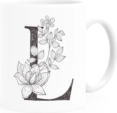 Produktbild von Kaffeetasse Monogramm Initiale Geschenk-Motiv Tasse personalisierte Namenstasse personalisierte Geschenke SpecialMe® L weiß Keramik-Tasse