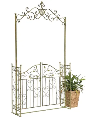 Obrázok produktu pre DanDiBo Rose Arch s dverami Kovová šírka 130 cm Zelená 93997 Okrúhly oblúk odolný voči poveternostným vplyvom Pevná železná pomoc pre vinič