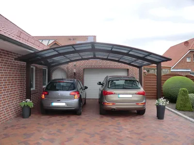 Produktbild von Doppelcarport Ximax Portoforte Typ 60 M-Ausführung Aluminium eloxiert 542,3 x 495,4 cm braun matt