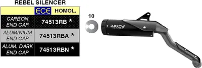 Immagine prodotto di Marmitta slip-on ARROW rebel con fondello in alluminio scuro per Honda Cl 500