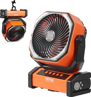 Image de VEVOR Ventilateur sur pied 210 x 100 x 268 mm Ventilateur de table Ventilateur 138 CMF Ventilateur avec 4 vitesses Ventilateur à batterie 20000 mAh pour les activités en plein air comme le camping la pêche les voyages