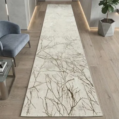 Produktbild von Designer Teppich Ästemuster in creme Größe - 80 x 300 cm