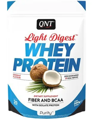 Obrázok produktu pre QNT Light Digest Whey Protein 500 g belgická čokoláda / Srvátkové whey proteíny / Ľahko stráviteľný srvátkový proteín bohatý na BCAA a vlákninu
