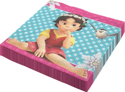 A stack of children's party napkins featuring the character Heidi.