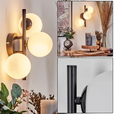 Produktbild von Isorella Wandlampe aus Metall/Glas in Schwarz/Weiß