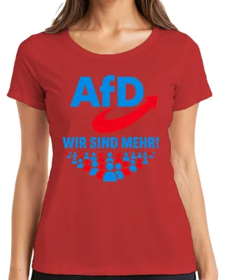 Obrázek produktu pro Tričko s nápisem "AfD Wir Sind Mehr Patriotismus Deutschland", červené, velikost M. (Sarkastický výrok.)