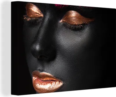Produktbild von MuchoWow® - Leinwandbilder - Frau - Schwarz - Gold, Wandbild, Wanddeko Bilder Wohnzimmer, 120x80 cm
