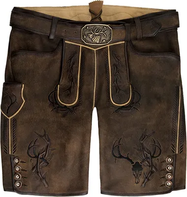 Produktbild von Dragon Herren Trachtenhose Lederhose kurzhose Ziegenvelour bestickt, Größe:54/XL, Farbe:Zeder