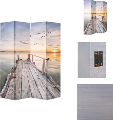 Zdjęcie produktu dla vidaXL Rozdzielacz do pokoju składany 160 x 170 cm z drążkiem - Rozdzielacz do pokoju
