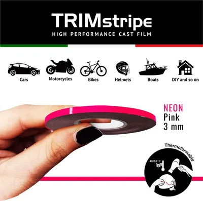 Image de Bande décorative adhésive pour voiture, rose fluo, 3 mm x 10 m