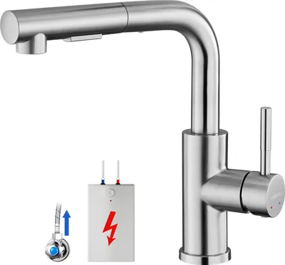 Produktbild von Lonheo Niederdruck Küchenarmatur Wasserhahn Küche ausziehbar 360° drehbar Spültischarmatur mit Brause, Edelstahl Küchenwasserhahn, Gebürstet
