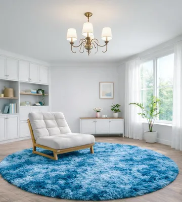 Produktbild von Rundes Hochflor Teppich für Wohnzimmer 120 cm