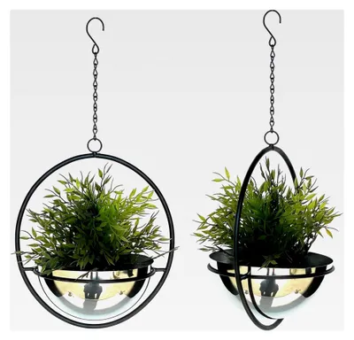 Produktbild von 2er Set Blumenampel aus Metall für Innen mit Topf 53 cm