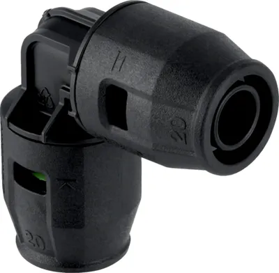 Obrázok produktu pre Geberit GE PushFit uholník, PVDF, 90 stupňov, d20mm, 1 kus.
