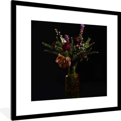 Produktbild von MuchoWow® Gerahmtes Poster Blumen - Farben - Stilleben 40x40 cm - Poster mit Schwarzem Bilderrahmen Wandposter Rahmen Foto Bilder - Poster - Plakat im Rahmen