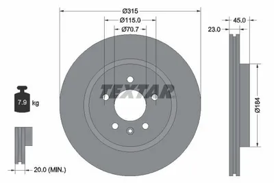 Obrázek produktu pro 2 brzdové kotouče Textar 315 mm vzadu pro Opel Zafira Tourer C Zafira Mk 2