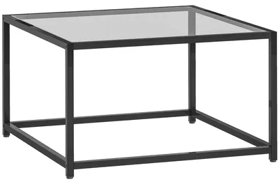 Obrázek produktu pro Čtvercový přistavovací stolek – konferenční stolek ze skla a oceli | Barva: černá | Rozměry: 68x68x39 cm