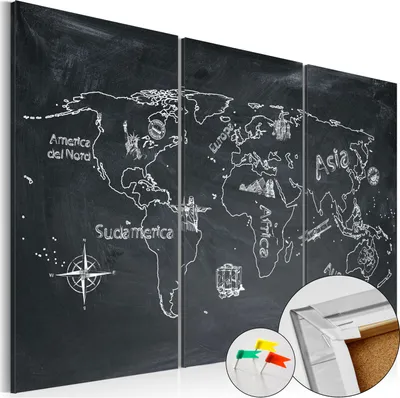 Produktbild von Vliesstoff Korkbild - Geography lesson 90x60 cm Karten k-C-0044-p-a