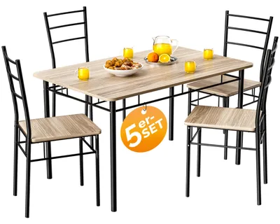 Immagine prodotto di CASARIA® Gruppo di Sedute Leo Set 5 Pezzi Tavolo da Pranzo con 4 Sedie Set di Mobili per Sala Cucina Soggiorno Salotto Set da Pranzo Tavoli Sedia