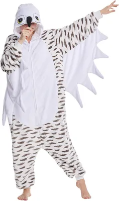 Productafbeelding van Pyjama, onesie, kostuum, kigurumi, uil, zacht, warm, comfortabel, wit, maat XL