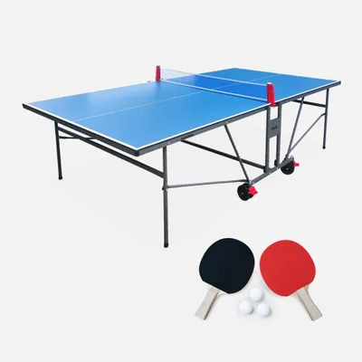 Produktbild von sweeek - Premium-Indoor-Tischtennisplatte mit 2 Schlägern und 3 Bällen - Blau