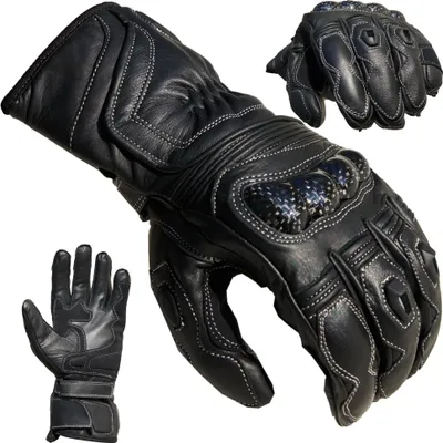 Produktbild von PROANTI Motorradhandschuhe Racing Leder Motorrad Handschuhe Schwarz