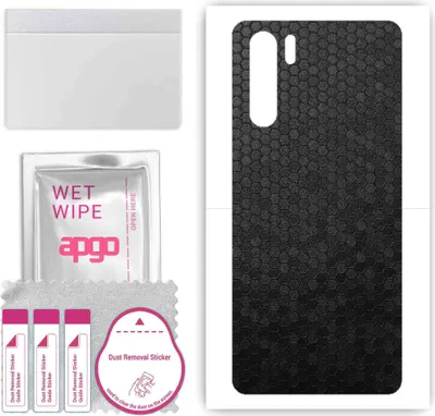 Produktbild von apgo Rückseite Schutzfolie, Skin, kompatibel mit Oppo Reno3, Hinten Displayschutzfolie aus Vinylfolie, kratzfest, einfache Montage - Schwarze Honigwabe