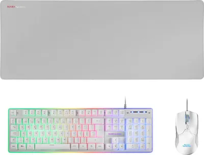 Produktbild von Combo Tastatur H-Mech FRGB, Ultralight Maus 10000DPI & XXL Mousepad, Weiß, Portugiesisch Sprache