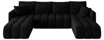Produktbild von CORNERO Ecksofa mit schlaffunktion GARDA U-Form schwarz Strickstoff Aragon 99 - Schlaffunktion, Bettkasten
