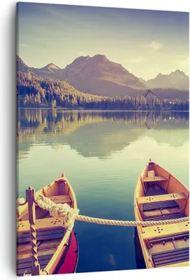Produktbild von Bild auf Leinwand - Leinwandbild - Einteilig - Berge See Boot - 50x70cm - Wand Bild - Wanddeko - Wandbilder - Leinwanddruck - Kunstdruck - Wanddekoration - Leinwand bilder - Wandbild - PA50x70-3652
