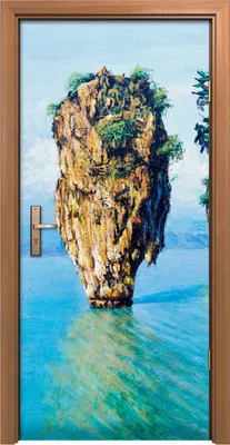 Produktbild von Türposter 90x200 cm Türaufkleber Türtapete Türfolie Klebefolie Felsen Insel auf dem Meer
