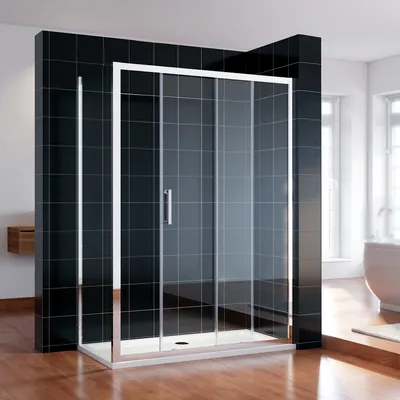 Produktbild von SONNI 160x185cm Schiebetür Dusche Klarglas Duschwand mit 70cm Seitenwand