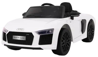 Obrázok produktu pre Audi R8 Spyder Batéria Biela + Diaľkové Ovládanie + Eva + Pomalý Štart + Mp3 Rádio + Led