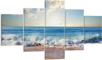 Produktbild von Bild auf Leinwand - Leinwandbild - Meer Ufer Wasser - 125x70cm - Wand Bild - Wanddeko - Wandbilder - Leinwanddruck - Bilder - Kunstdruck - Wanddekoration - Leinwand bilder - Wandkunst - EA125x70-3551