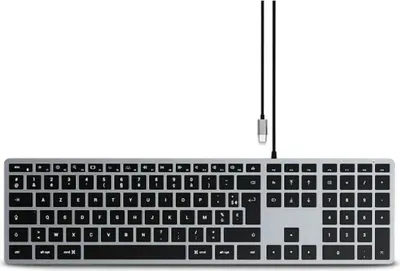 Zdjęcie produktu dla Satechi, przewodowa klawiatura Slim W3 USB-C AZERTY z podświetleniem, szara