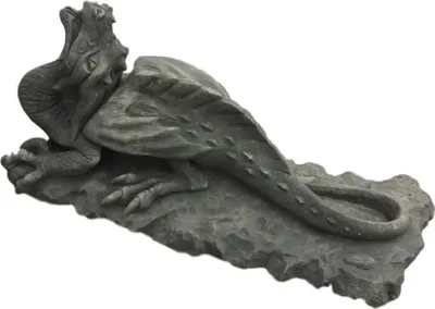 Produktbild von Steinfiguren Horn Wasserspeier Drache als Steinfigur aus Steinguss für den Garten, Frostfest Witterungsbeständig und Neu, 80cm Höhe, SU-1021
