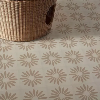 Image de Kit de 25 carreaux adhésifs - Stickers muraux floraux - Carrelages adhésifs - Faciles à poser - Stickers décoratifs - Pour salle de bain/cuisine - Autocollant mural