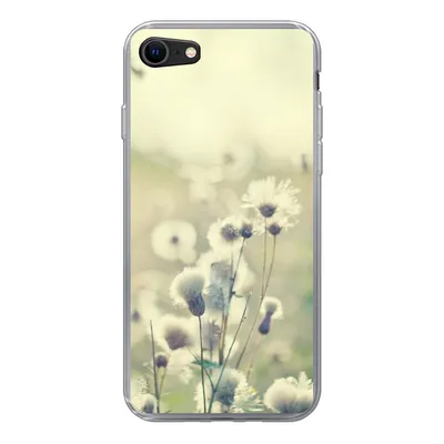 Produktbild von MuchoWow® Handyhülle Schutzhülle Hülle für iPhone 8 Blumen - Feld - Weiß Silikon Softcase Handy Hülle - Schutzhaube