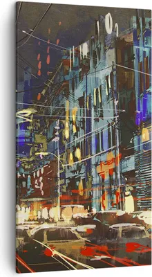 Produktbild von Bild auf Leinwand - Leinwandbild - Stadt Nacht Straße - 45x80cm - Wand Bild - Wanddeko - Wandbilder - Leinwanddruck - Bilder - Kunstdruck - Wanddekoration - Leinwand bilder - Wandkunst - PA45x80-3787