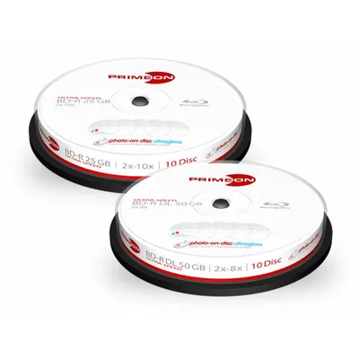 Produktbild von BD-R DL 50GB/2-8x, Ultra Speed, Cakebox (10 Disc) photo-on-disc ultragloss, Water resistant, Inkjet Full Size Printable Surface