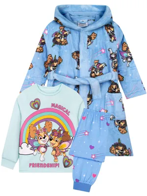 Produktbild von PAW PATROL Mädchen Schlafanzug und Bademantel, Blau, 128