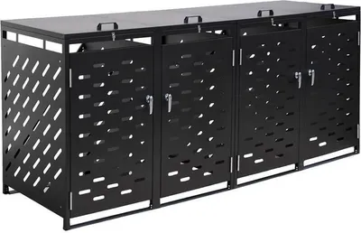 Produktbild von Mülltonnenbox Müllbox Mülltonnenverkleidung 4 Türen Box Anthrazit mit Deckel